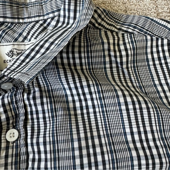 Ecko Unlimited Blue Black Short Sleeve Button Down Shirt - Picture 3 of 3